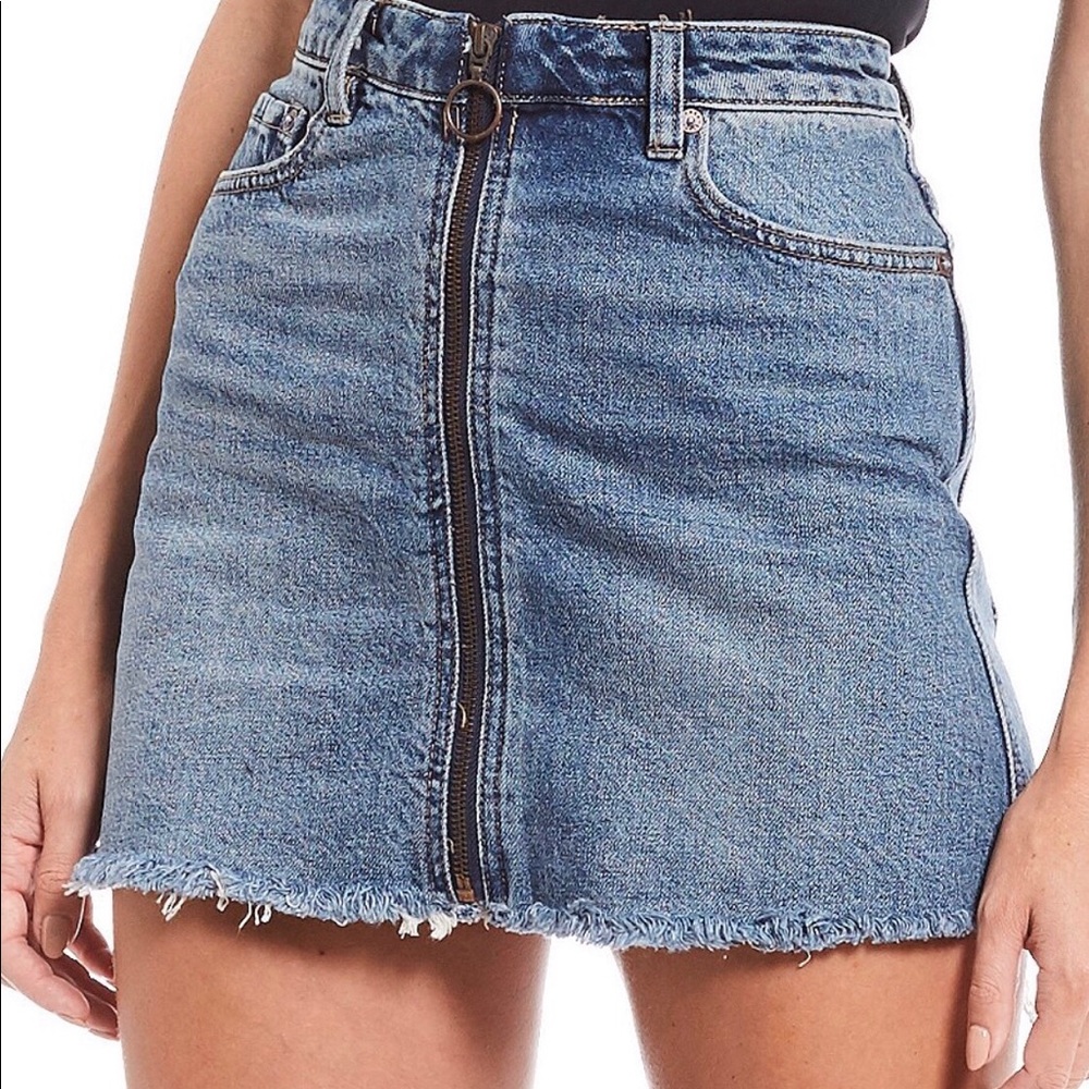🔥Free People NWT Zip Up Jean Skirt